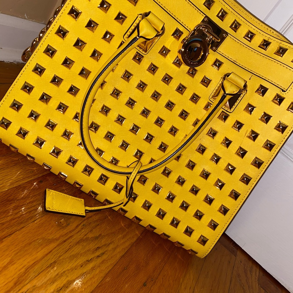 MK Studded Hamilton Sunflower Saffiano